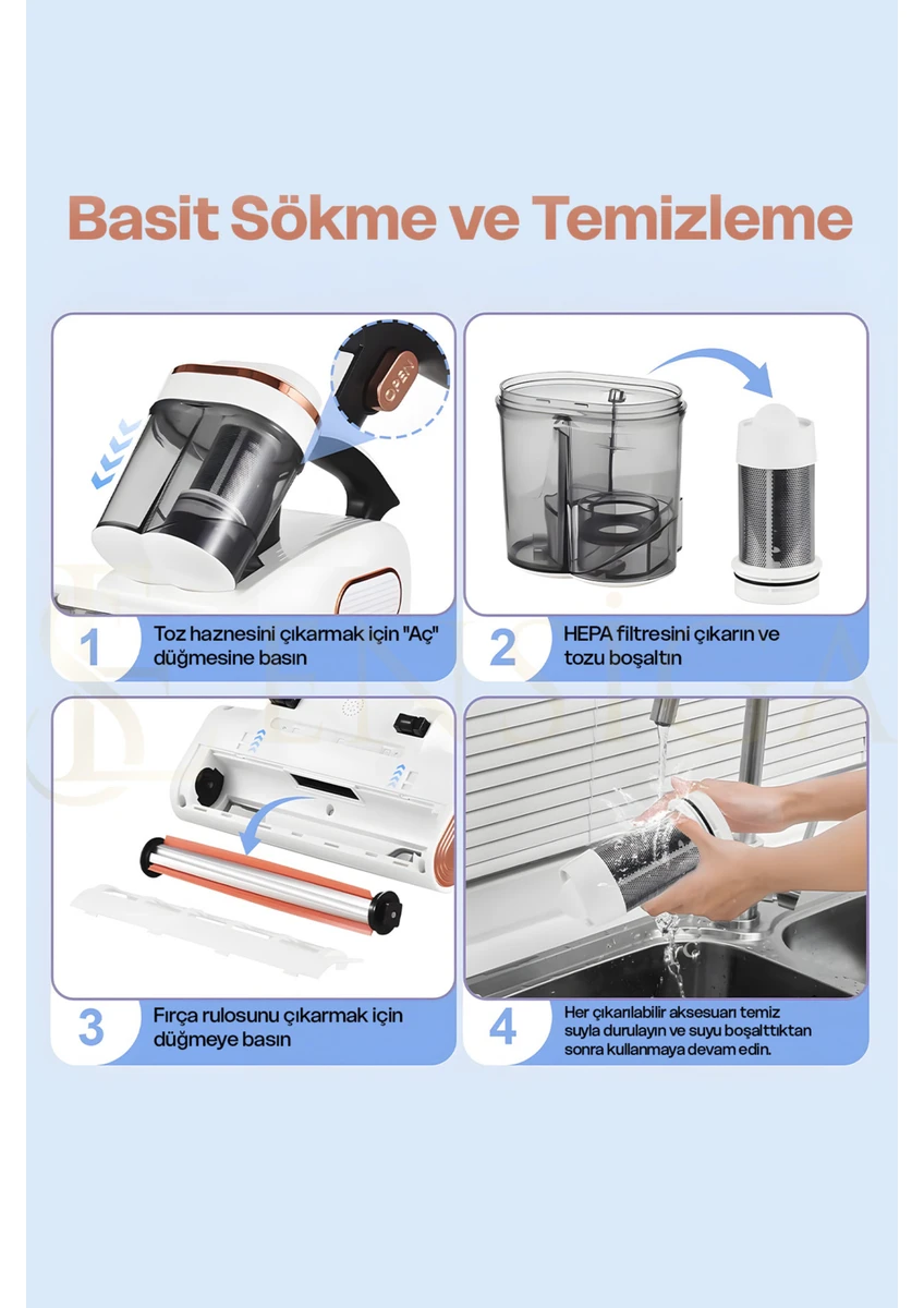 Ensiga Kablosuz Yeni Tasarım Uv Işık ve Hepa Filtre ile Oem Yatak Temizleyici Yatak Toz Elektrikli Süpürge